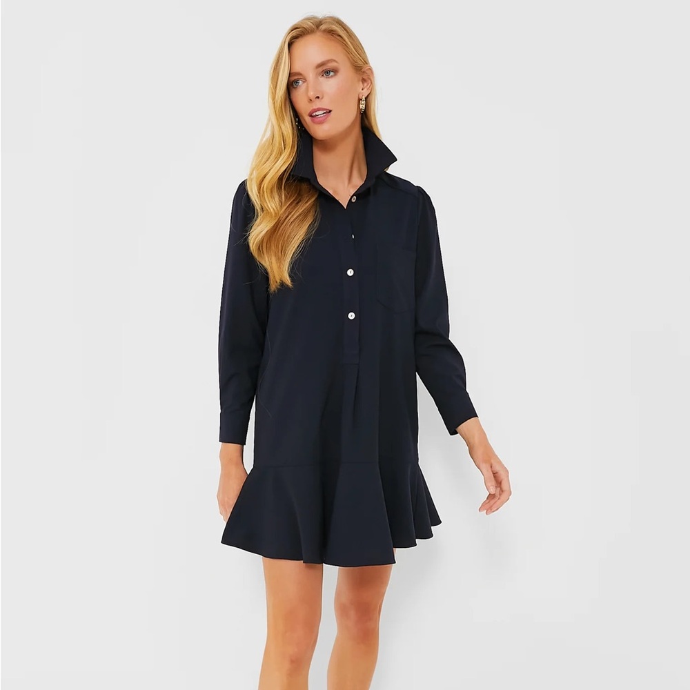 Tuckernuck Navy Crepe Callahan Shirt Dress